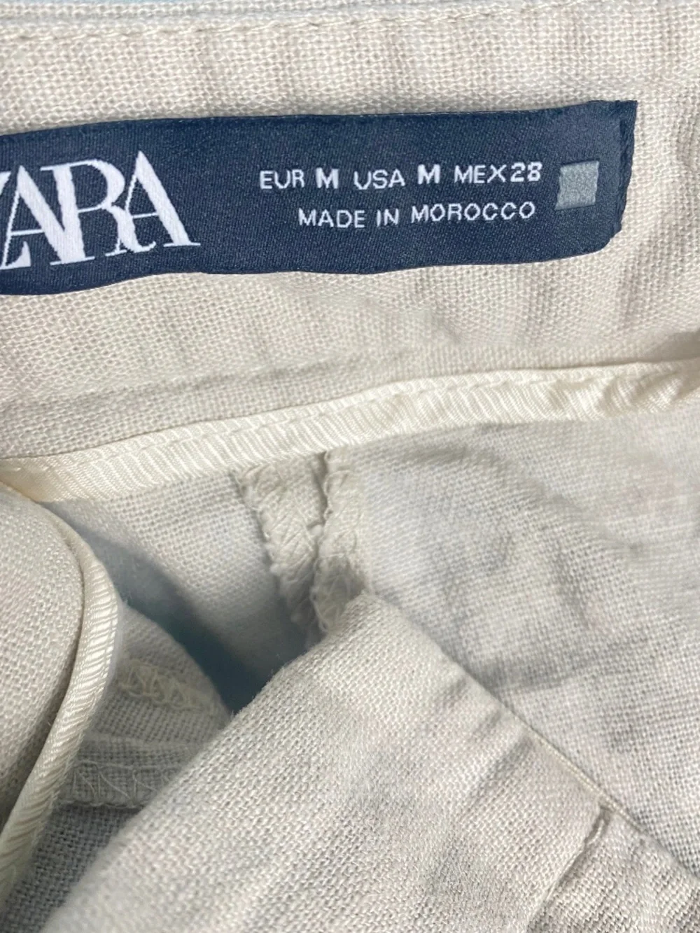 Zara Linen Blend Pareo Wrap Wide Leg Pants Light Beige Size M